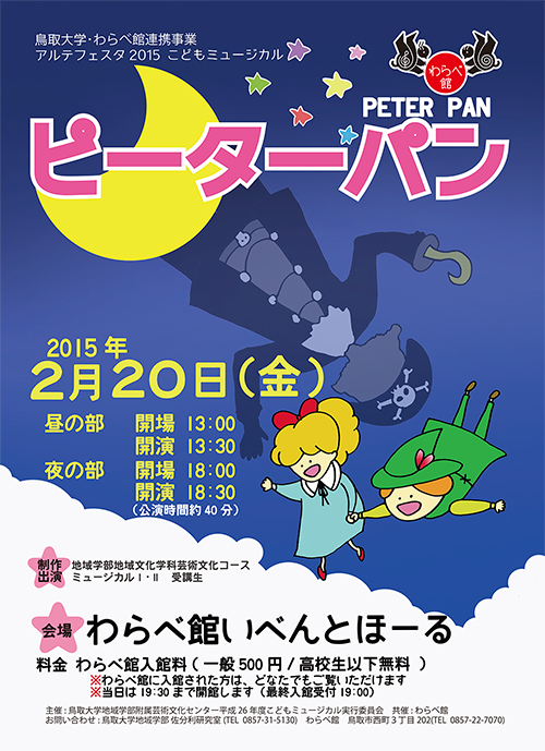 鳥取大学・わらべ館連携事業　アルテフェスタ2015こどもミュージカル　ピーターパン